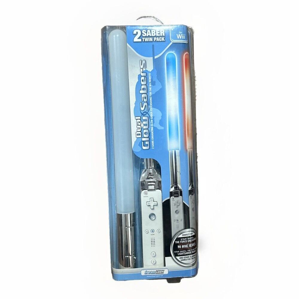 Dreamgear 2 Saber Pack Red & Blue Glow Sabers w/ Cradles for Nintendo Wii! New